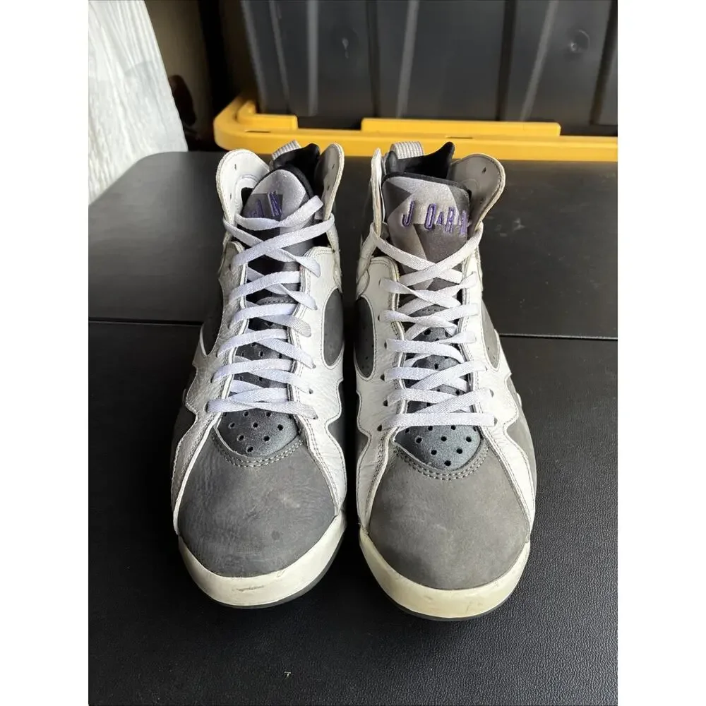 JORDAN AIR JORDAN 7 RETRO FLINT WHITE GRAY PURPLE CU9307 100 Size 8.5 Fast Ship